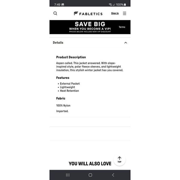 New Small Fabletics Onyx Grey The Loft Jacket Water Resistant Heat Retention NWT - Picture 6 of 9